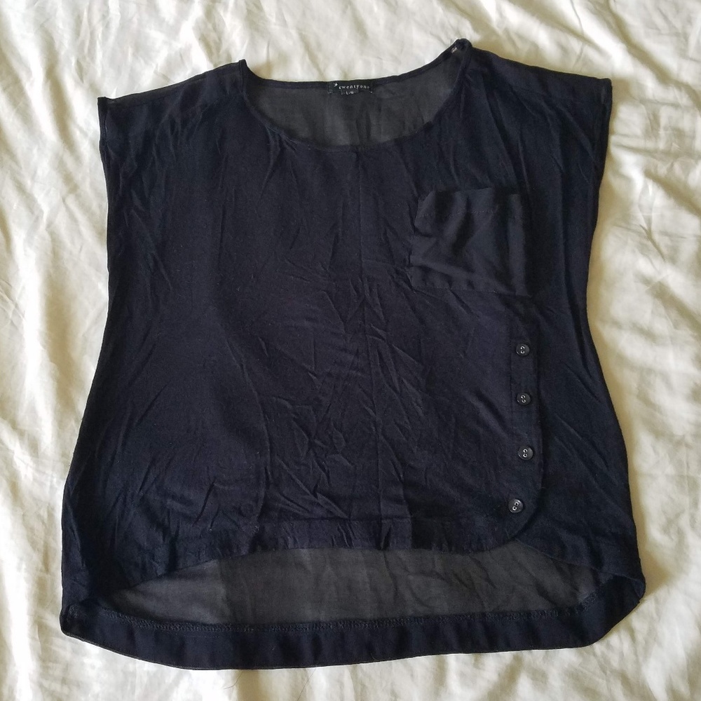 Twentyone Black Top with Sheer Back